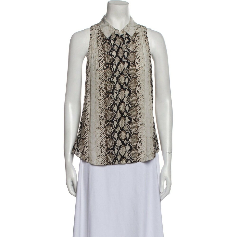 Joie Womens Silk python Animal Print Sleeveless silk Blouse Top  Size S